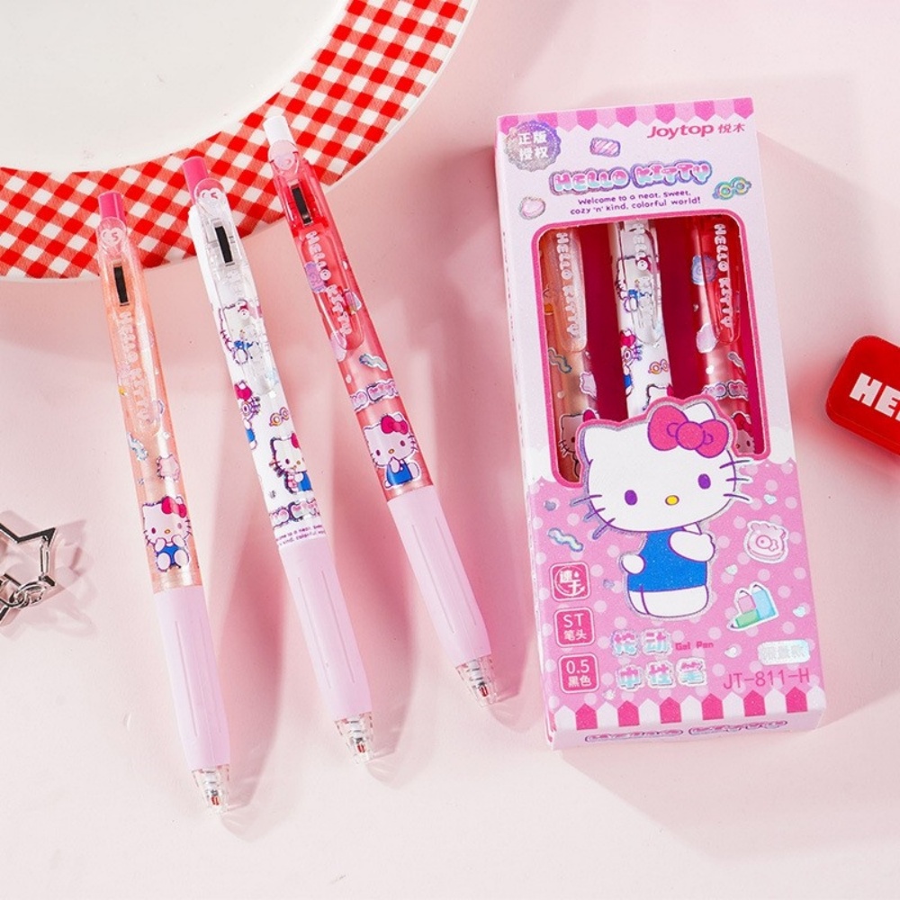 Genuine 3 Pcs/Set Sanrio Gel P - Gel Ink Pen Set ulasan dan harga