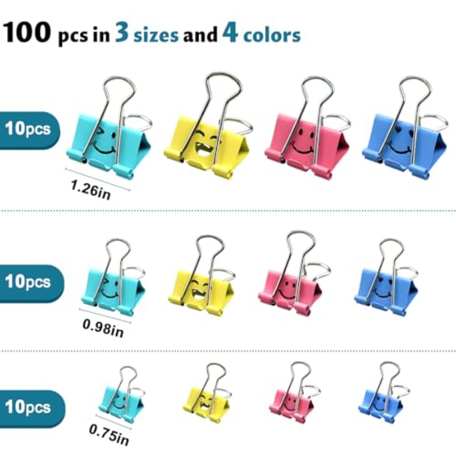 100 Pack Binder Clips Paper Cl - Binder Clip Assorted ulasan dan harga