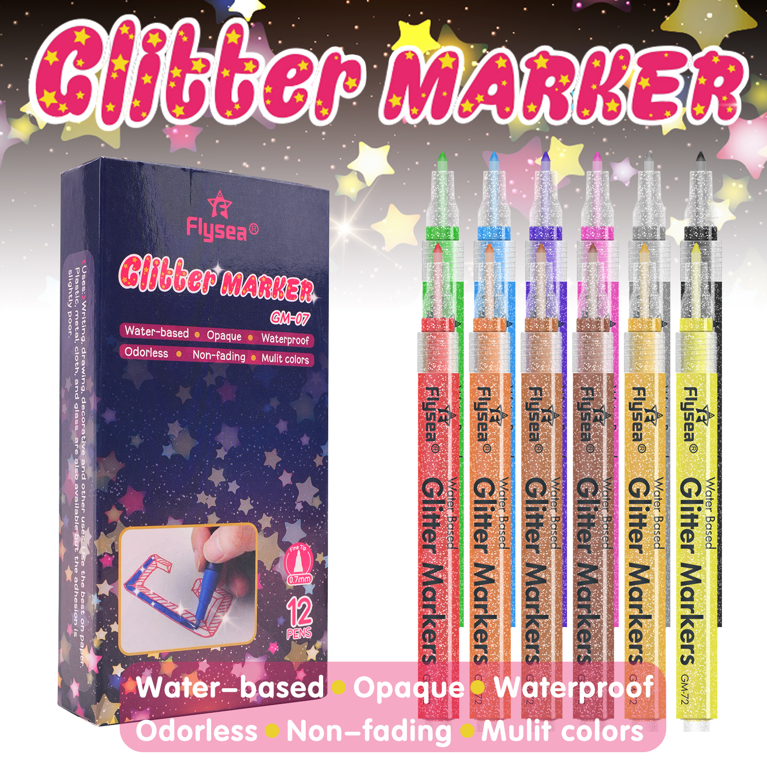 12 PCS Glitter Gel Pen Set wit - Gel Ink Pen Set ulasan dan harga
