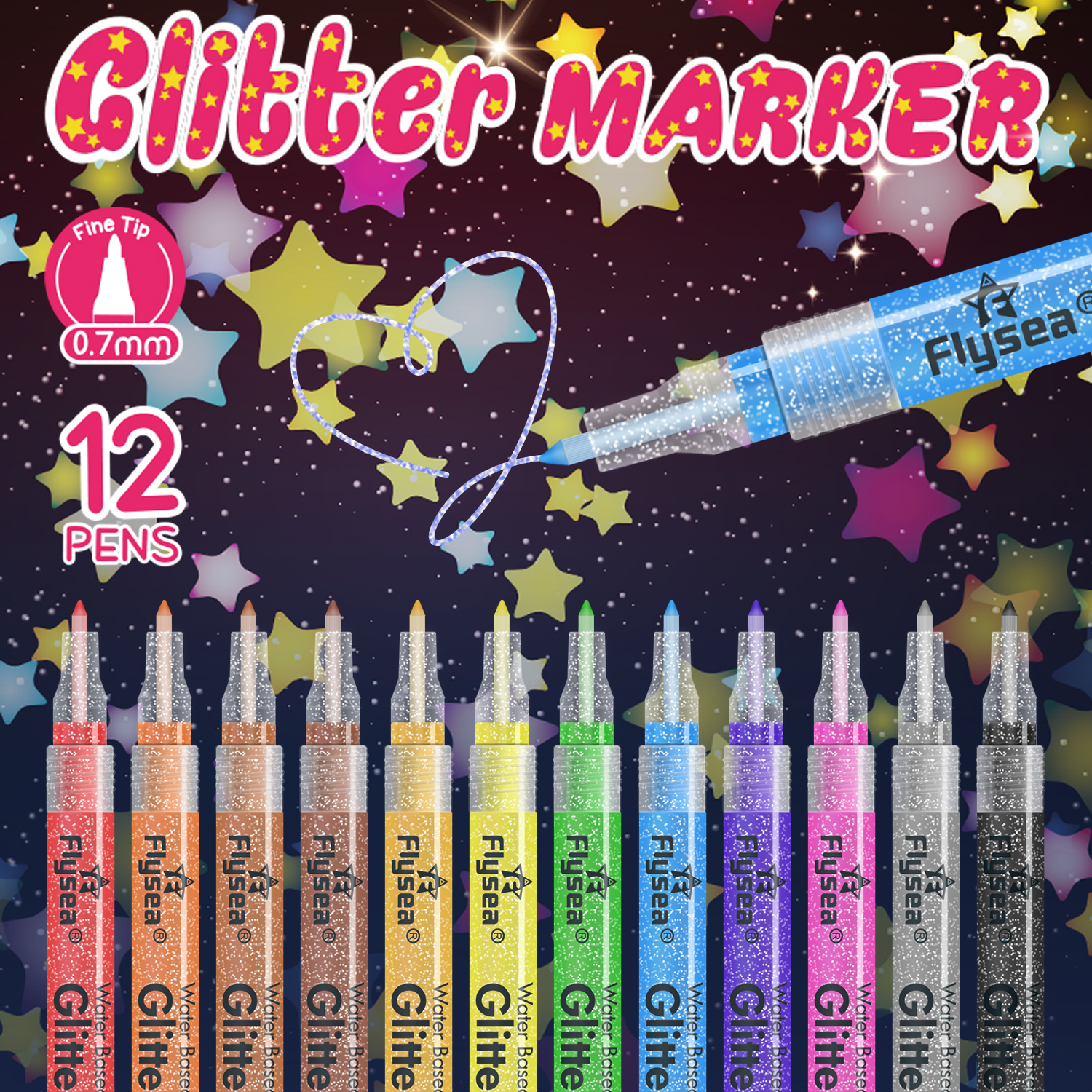 12 PCS Glitter Gel Pen Set wit - Gel Ink Pen Set ulasan dan harga