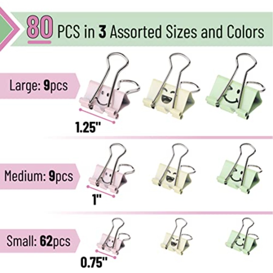 - Cute Binder Clips, 80 pcs, A - Binder Clip Assorted ulasan dan harga