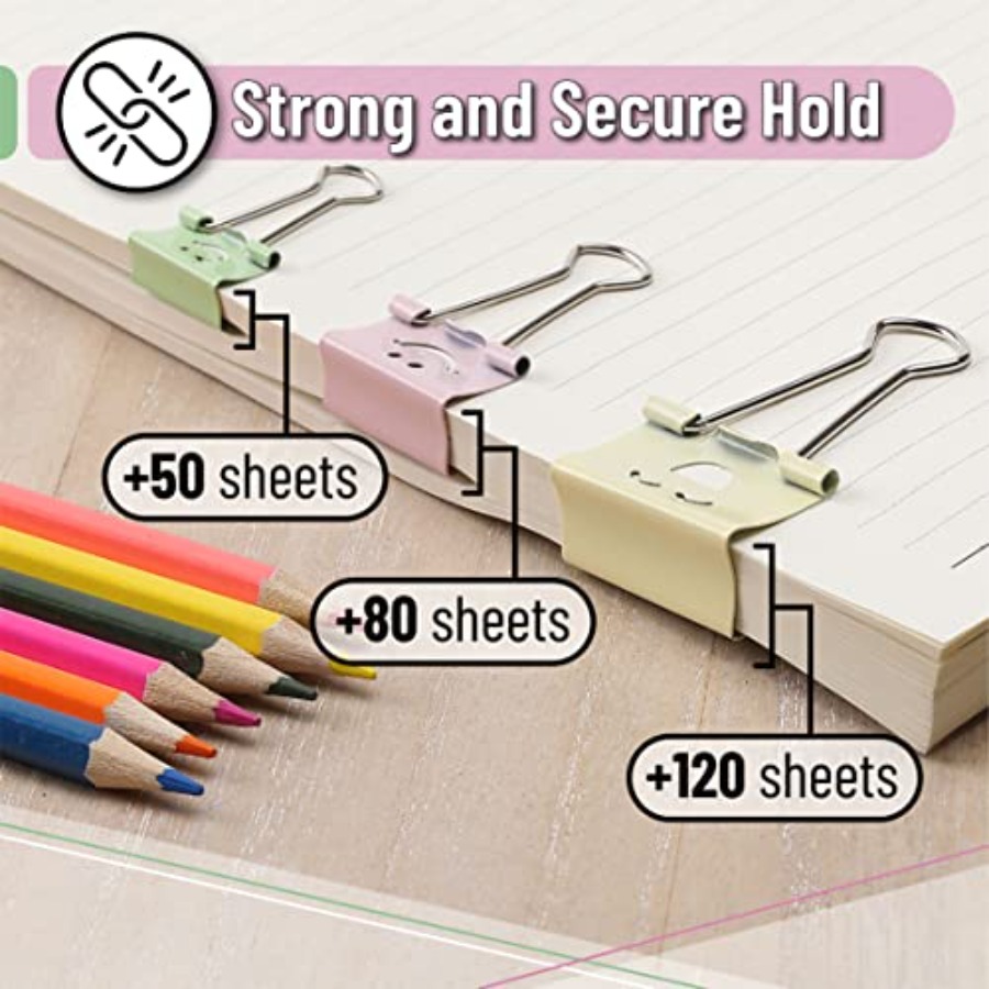 - Cute Binder Clips, 80 pcs, A - Binder Clip Assorted ulasan dan harga