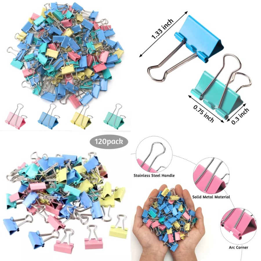120 Pack Binder Clips 0.75 Inc - Binder Clip Assorted ulasan dan harga