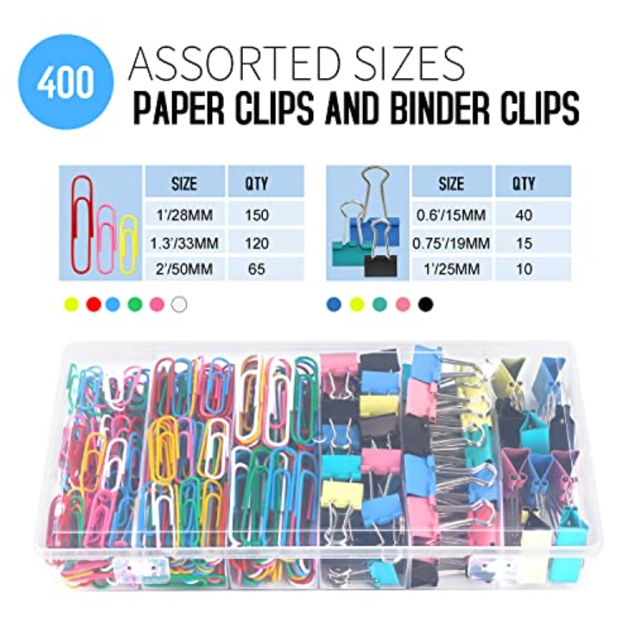 Paper Clips Binder Clips, 400  - Binder Clip Assorted ulasan dan harga