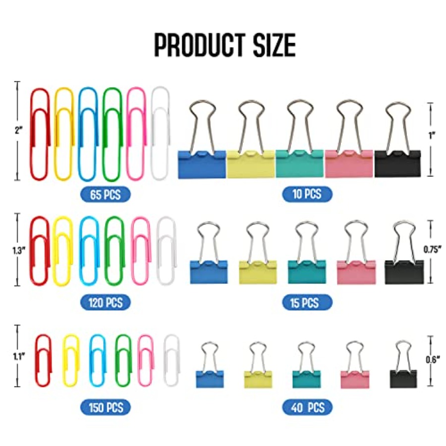 Paper Clips Binder Clips, 400  - Binder Clip Assorted ulasan dan harga