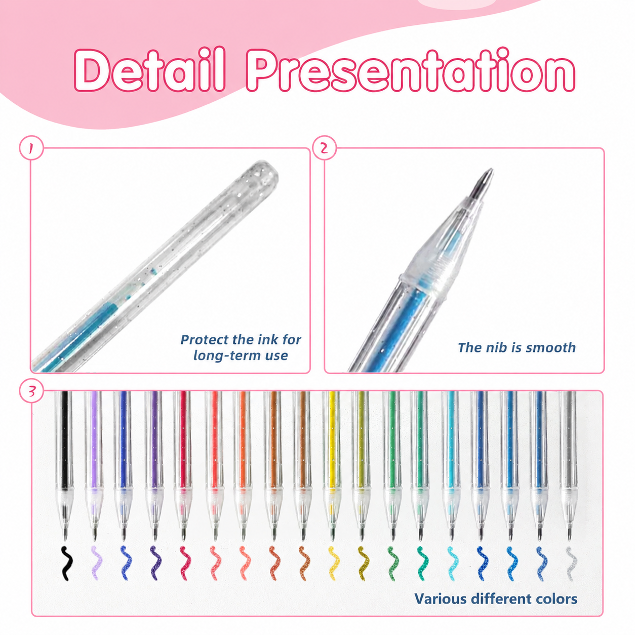 8-60 Colors Glitter Gel Pen Se - Gel Ink Pen Set ulasan dan harga